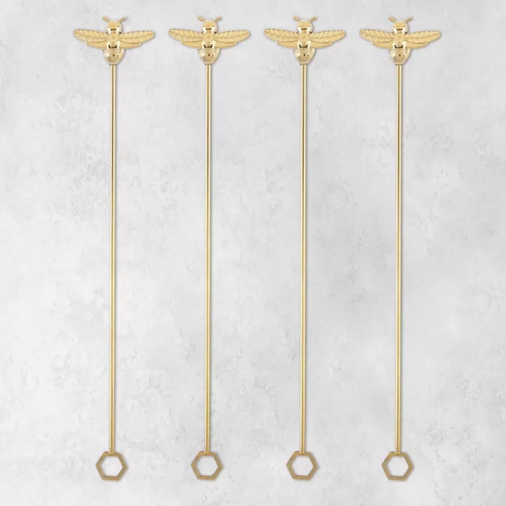 bumble_bee_stir_sticks_set_of__2.webp Outlet Bumble Bee Stir Sticks (Set Of 4) Cocktail Picks & Stirrers