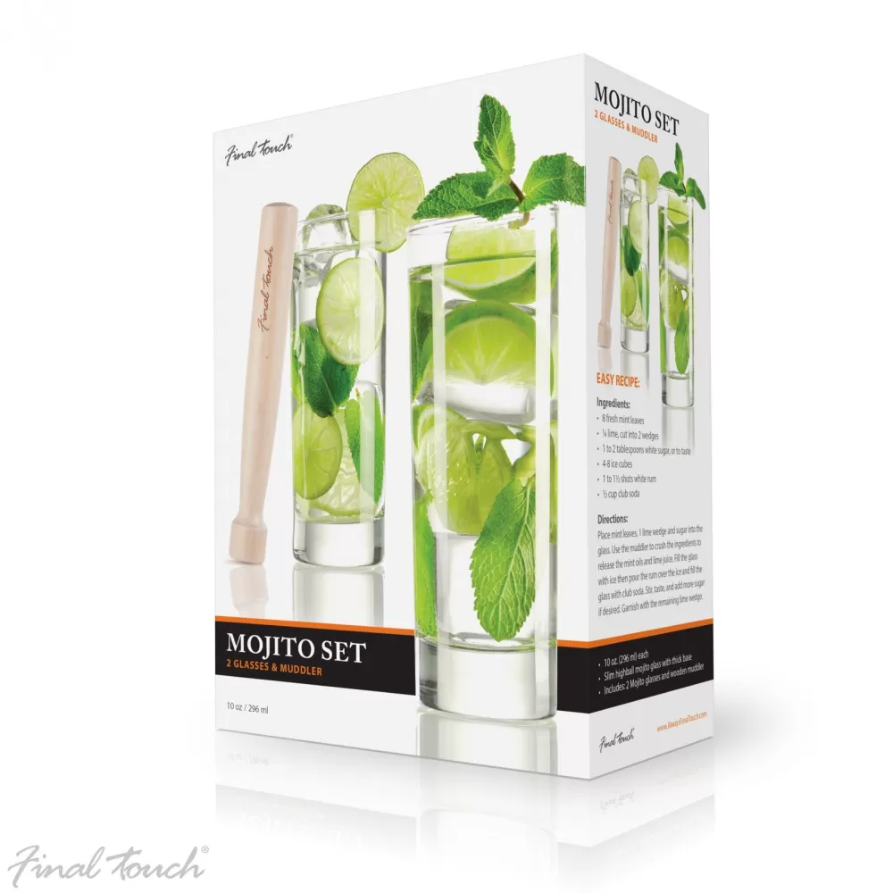 final_touch_mojito_glasses__muddler_set_2.webp Online Final Touch Mojito Glasses & Muddler Set Highball Glasses