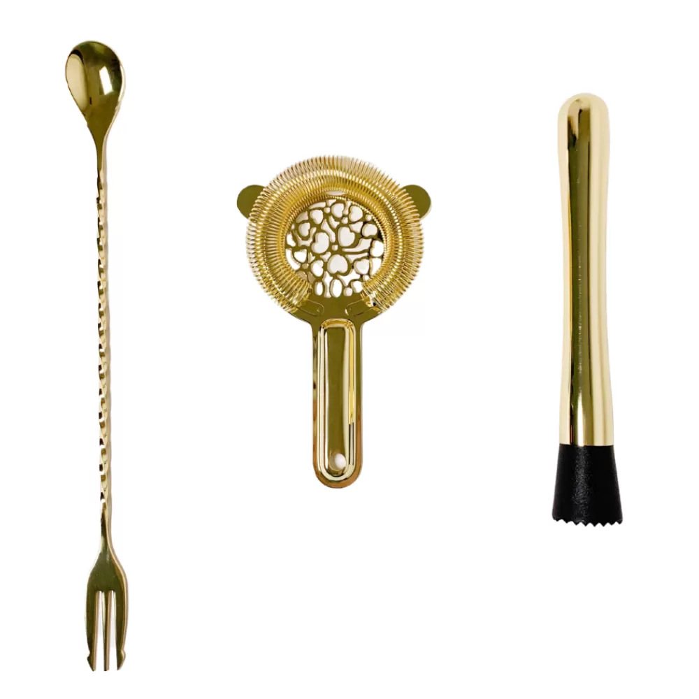 Cheap Gold Bar Tool Set With Stand (6 Piece) Bar Tool Sets