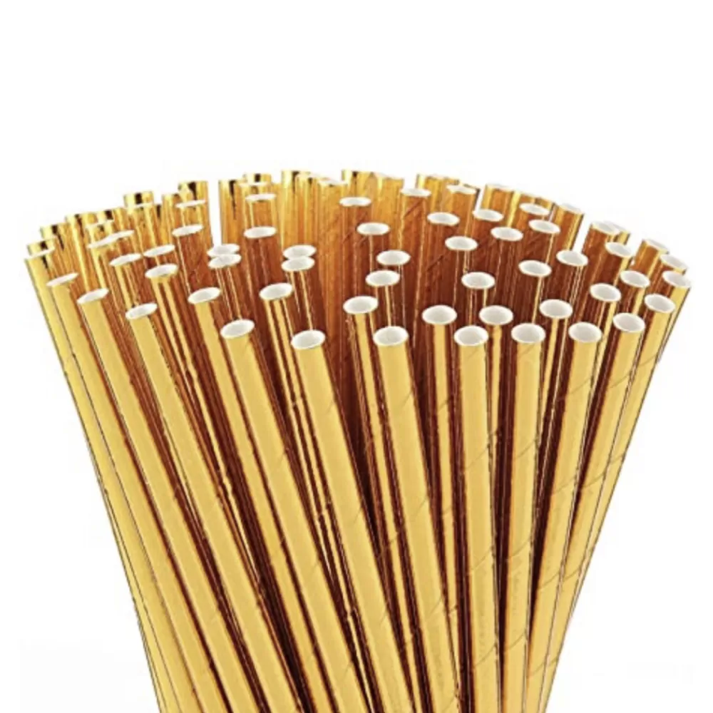 Store Gold Paper Straws Tiki