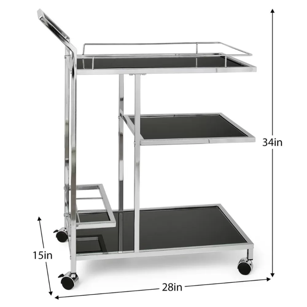 lenox_chrome__tier_bar_cart_3.webp Clearance Lenox Chrome 3 Tier Bar Cart Bar Carts