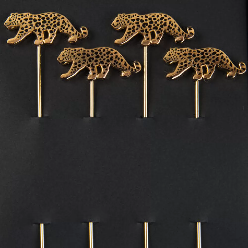 Clearance Leopard Cocktail Pins (Set Of 4) Garnishes