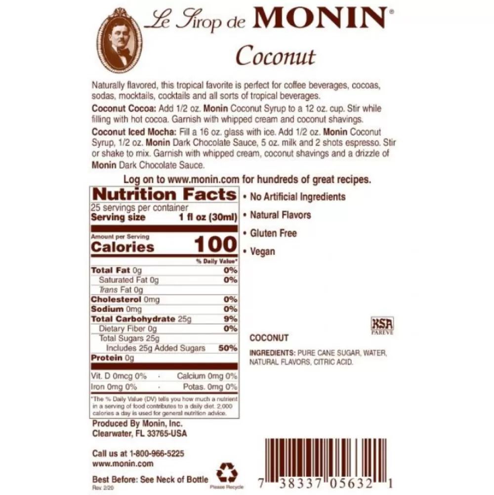 monin_coconut_syrup_2.webp Clearance Monin Coconut Syrup Syrups