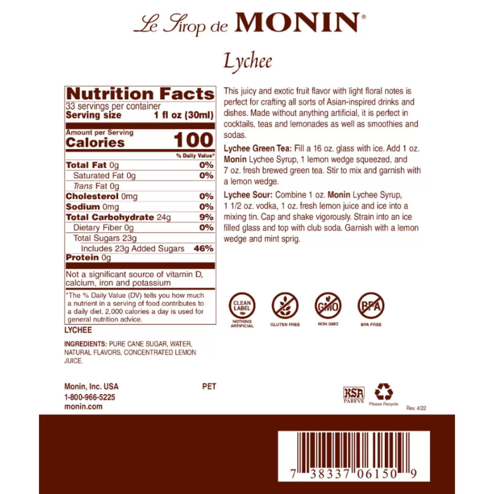 Outlet Monin Lychee Syrup Syrups