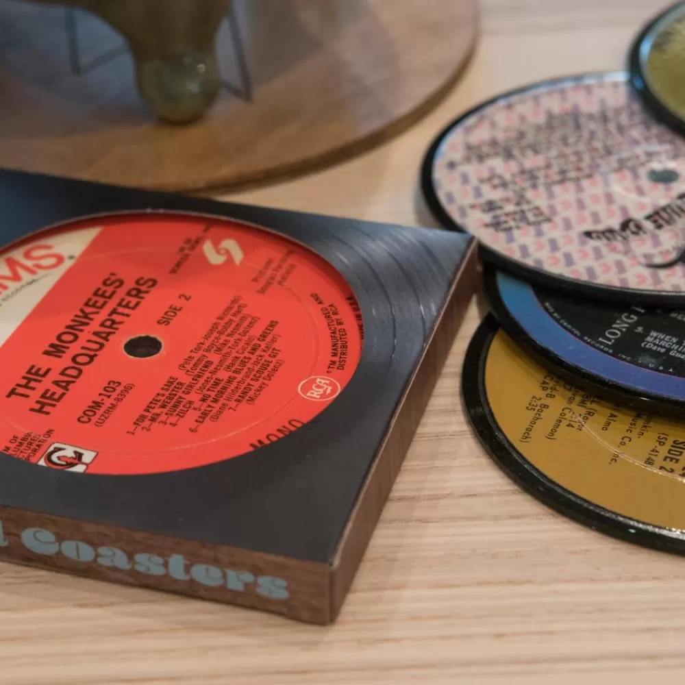 recycled_vinyl_record_coasters_3.webp Online Recycled Vinyl Record Coasters Coasters & Trays