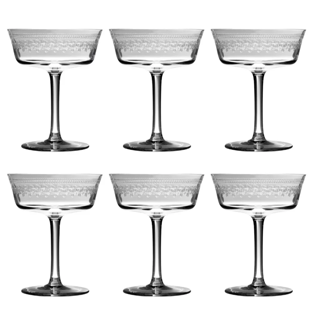Outlet 1910 Retro Shallow Fizz Glass Coupes / Nick & Nora