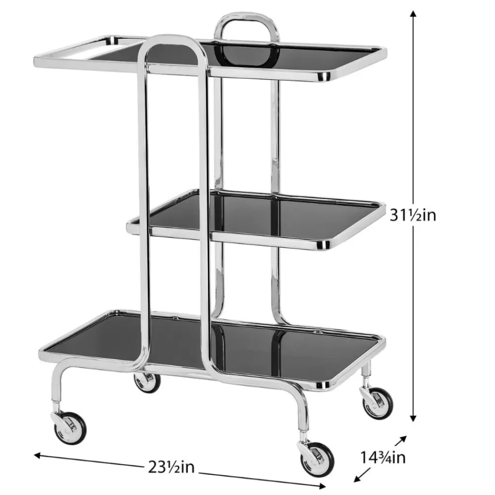 rio_chrome__tier_bar_cart_2.webp Clearance Rio Chrome 3 Tier Bar Cart Bar Carts