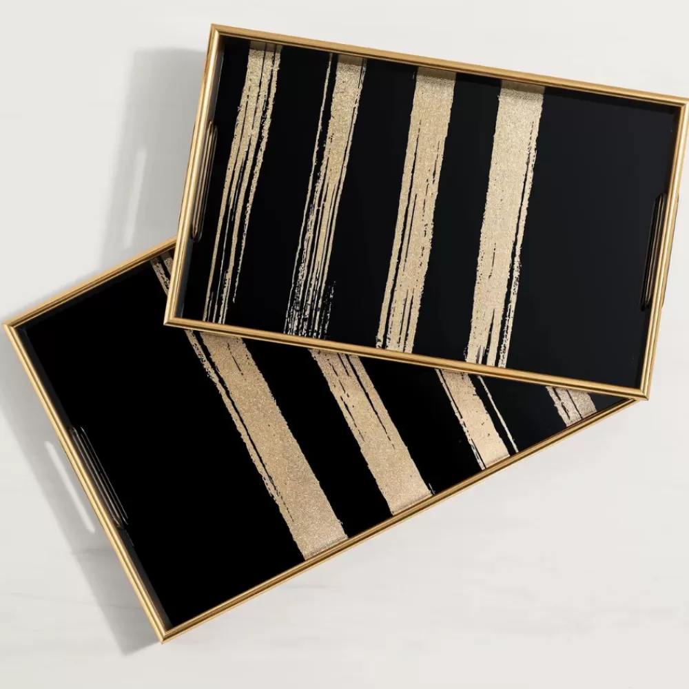 New Savoy Gold Stripe Tray Coasters & Trays