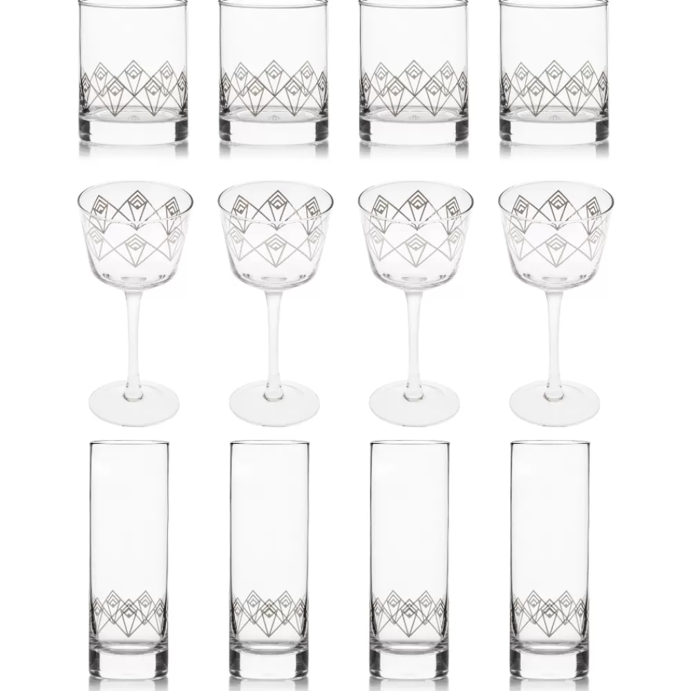Fashion Silver Dream Deco Glassware Collection (Set Of 12) Highball Glasses