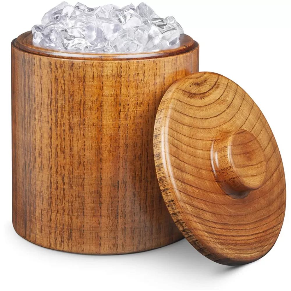 Store Solid Wood Ice Bucket With Lid Ice Molds + Tools