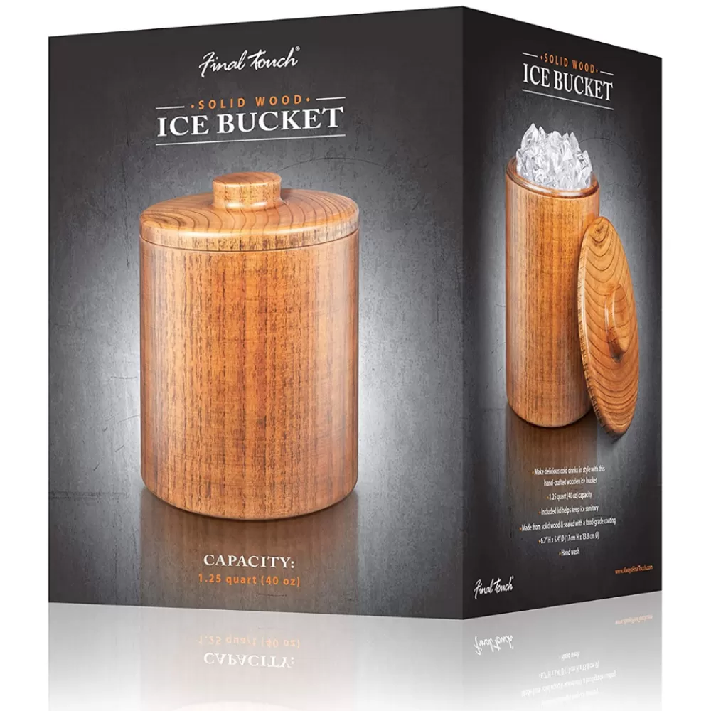 solid_wood_ice_bucket_with_lid_2.webp Store Solid Wood Ice Bucket With Lid Ice Molds + Tools
