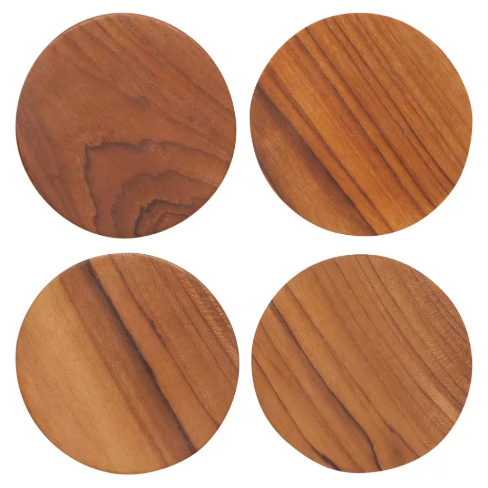 New Teak Wood Coasters (Set Of 4) Coasters & Trays
